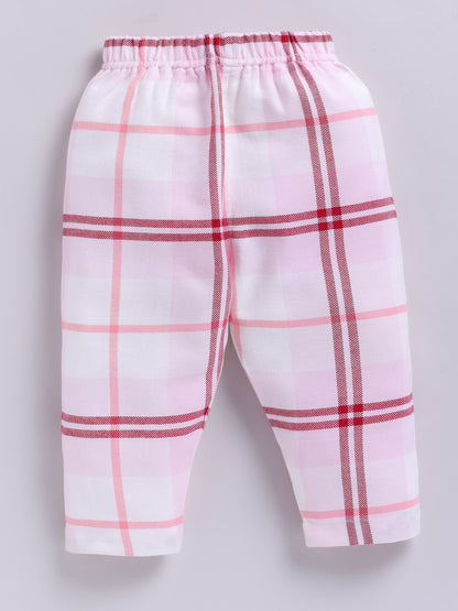 Pink Checked Flannel Full Sleeve Night Suit