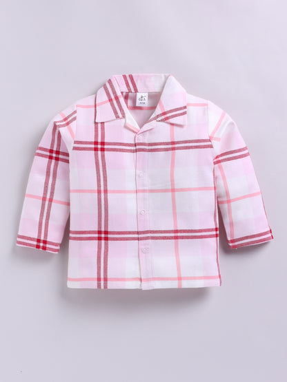 Pink Checked Flannel Full Sleeve Night Suit