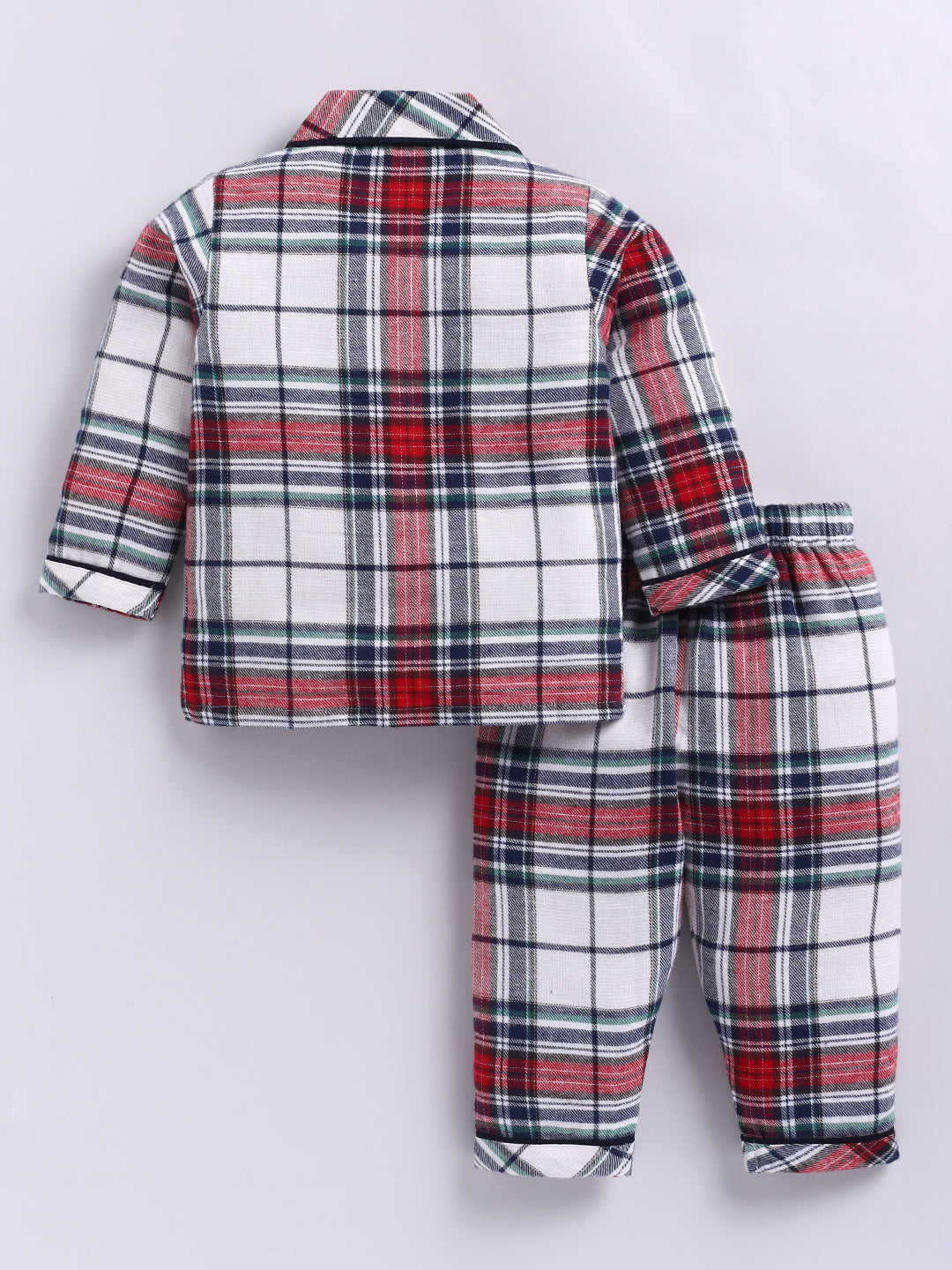 Red Cotton Checked Flannel Full Sleeve Night Suit