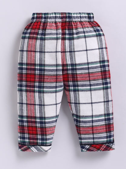 Red Cotton Checked Flannel Full Sleeve Night Suit