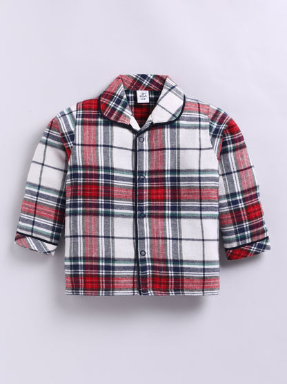 Red Cotton Checked Flannel Full Sleeve Night Suit