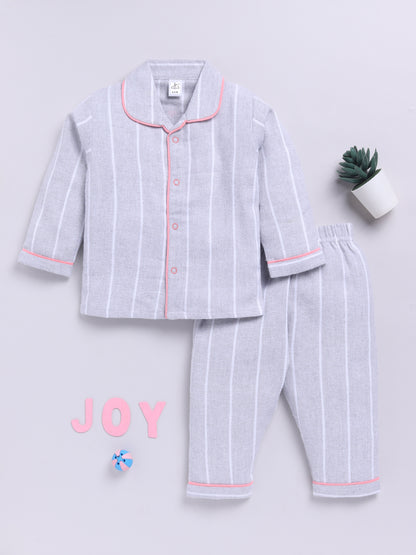 "Daddy's Girl but Mommy's World" Grey Winter Flannel Backprint Full Sleeve Night Suit