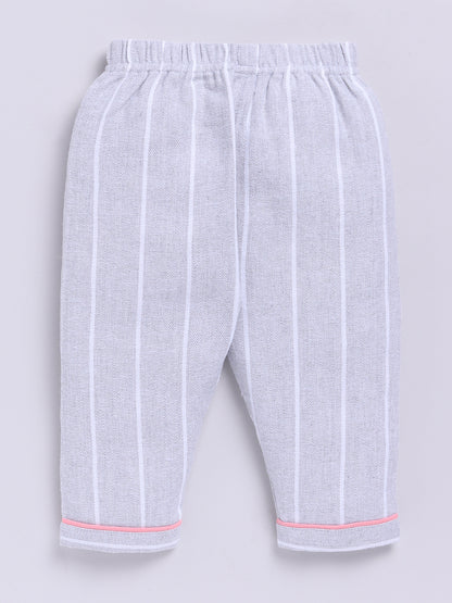 "Daddy's Girl but Mommy's World" Grey Winter Flannel Backprint Full Sleeve Night Suit