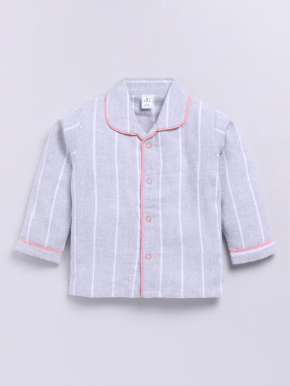 "Daddy's Girl but Mommy's World" Grey Winter Flannel Backprint Full Sleeve Night Suit