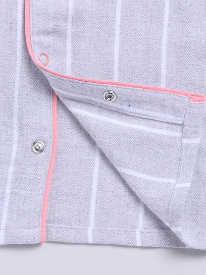 "Daddy's Girl but Mommy's World" Grey Winter Flannel Backprint Full Sleeve Night Suit