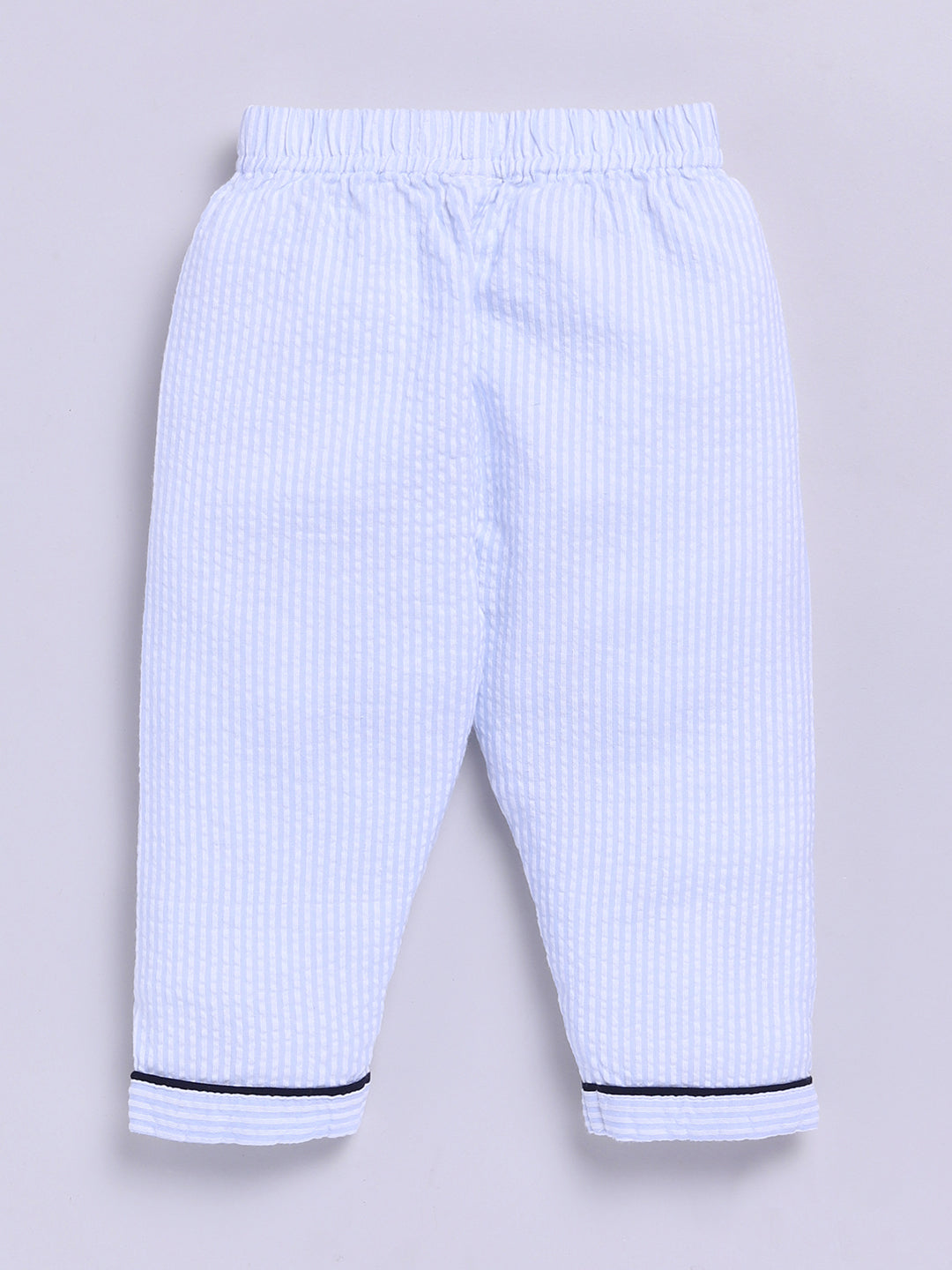 "Superhero Dad" Blue Cotton Typography Full Sleeve Night Suit