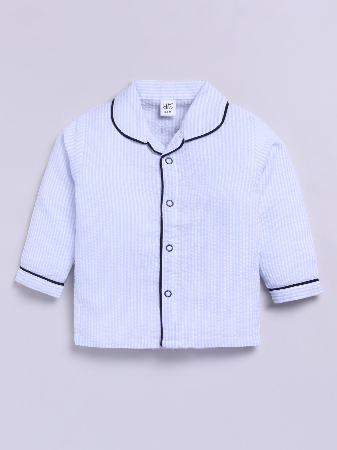 "Superhero Dad" Blue Cotton Typography Full Sleeve Night Suit