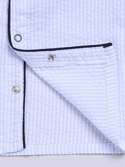 "Superhero Dad" Blue Cotton Typography Full Sleeve Night Suit