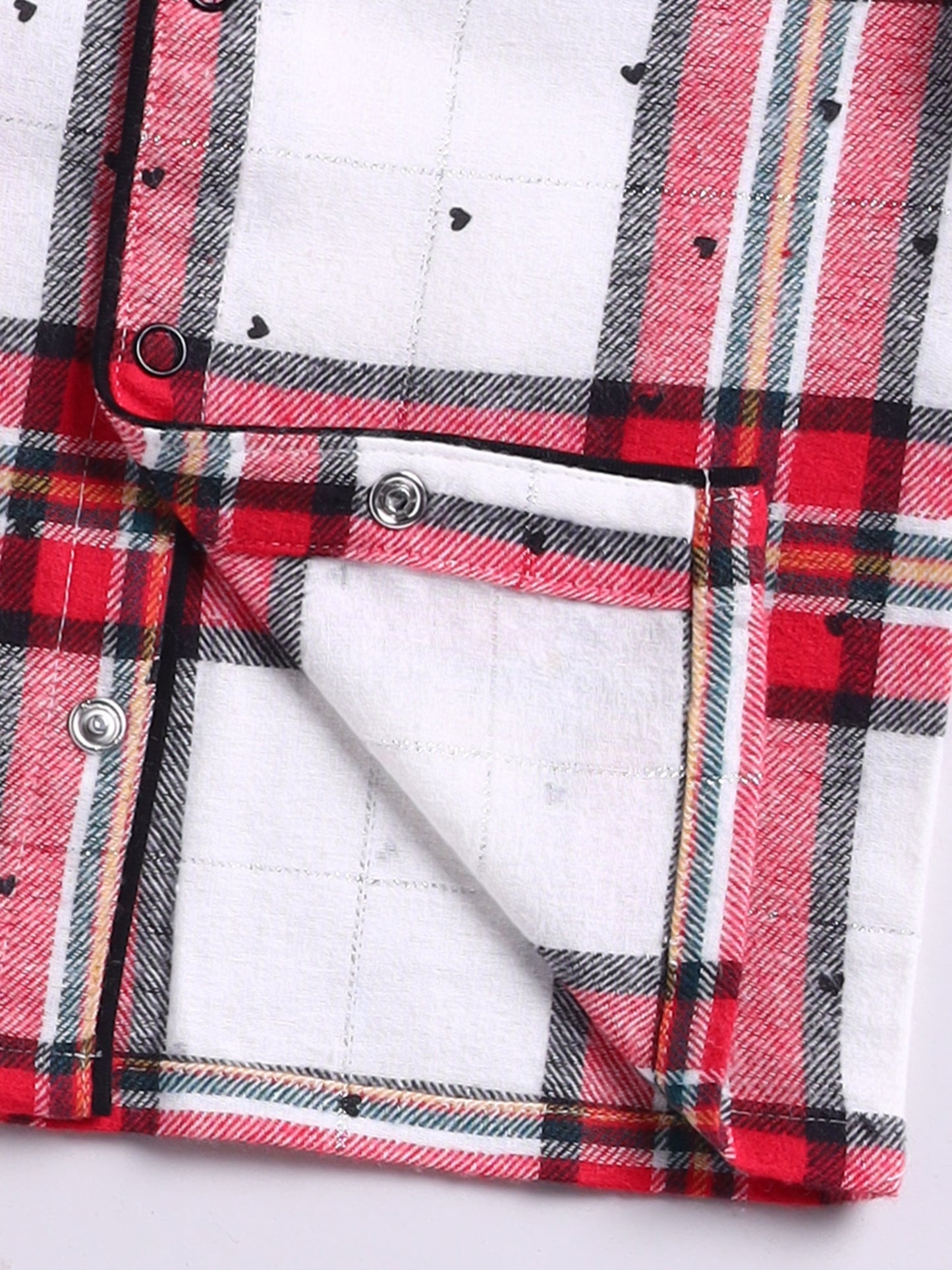 Red Cotton Woven Checked Full Sleeve Night Suit