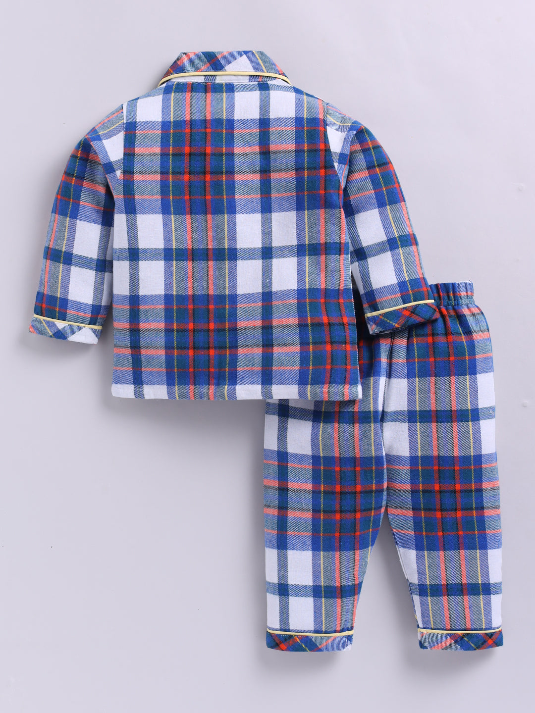 Blue & Red Checked Flannel Full Sleeve Night Suit