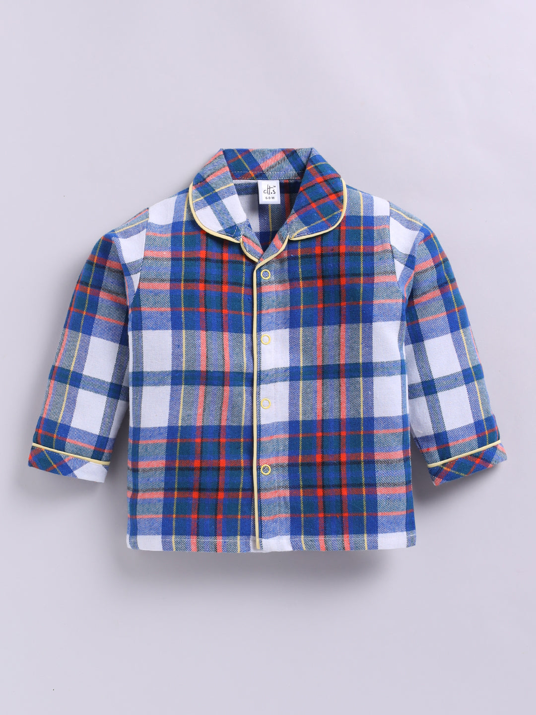 Blue & Red Checked Flannel Full Sleeve Night Suit