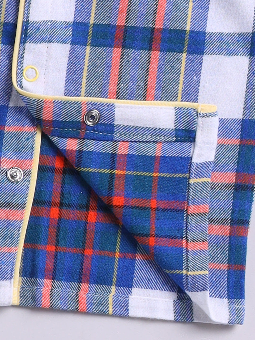 Blue & Red Checked Flannel Full Sleeve Night Suit