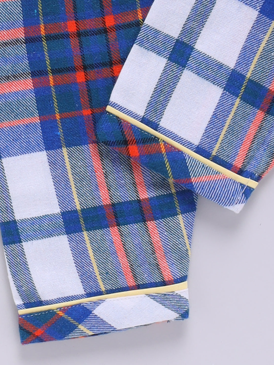 Blue & Red Checked Flannel Full Sleeve Night Suit