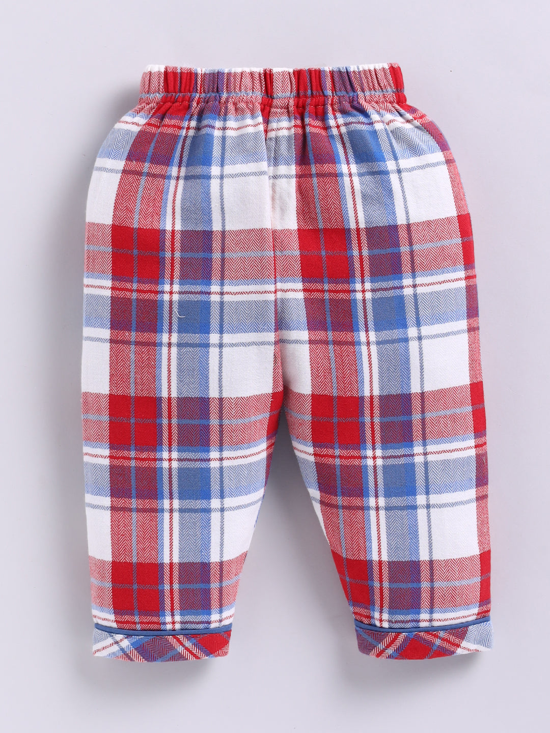 Red Cotton Woven Checked Flannel Full Sleeve Night Suit