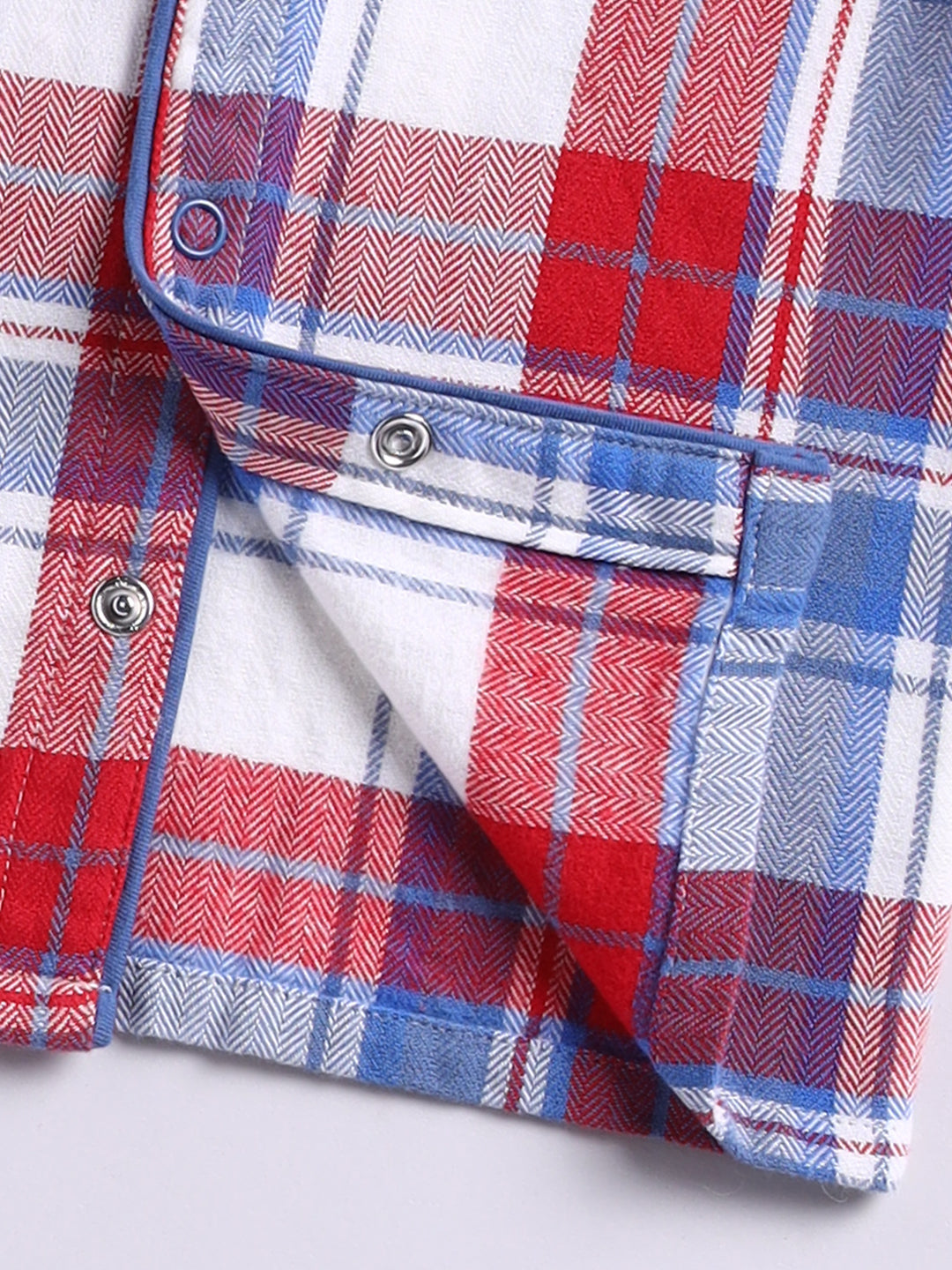 Red Cotton Woven Checked Flannel Full Sleeve Night Suit