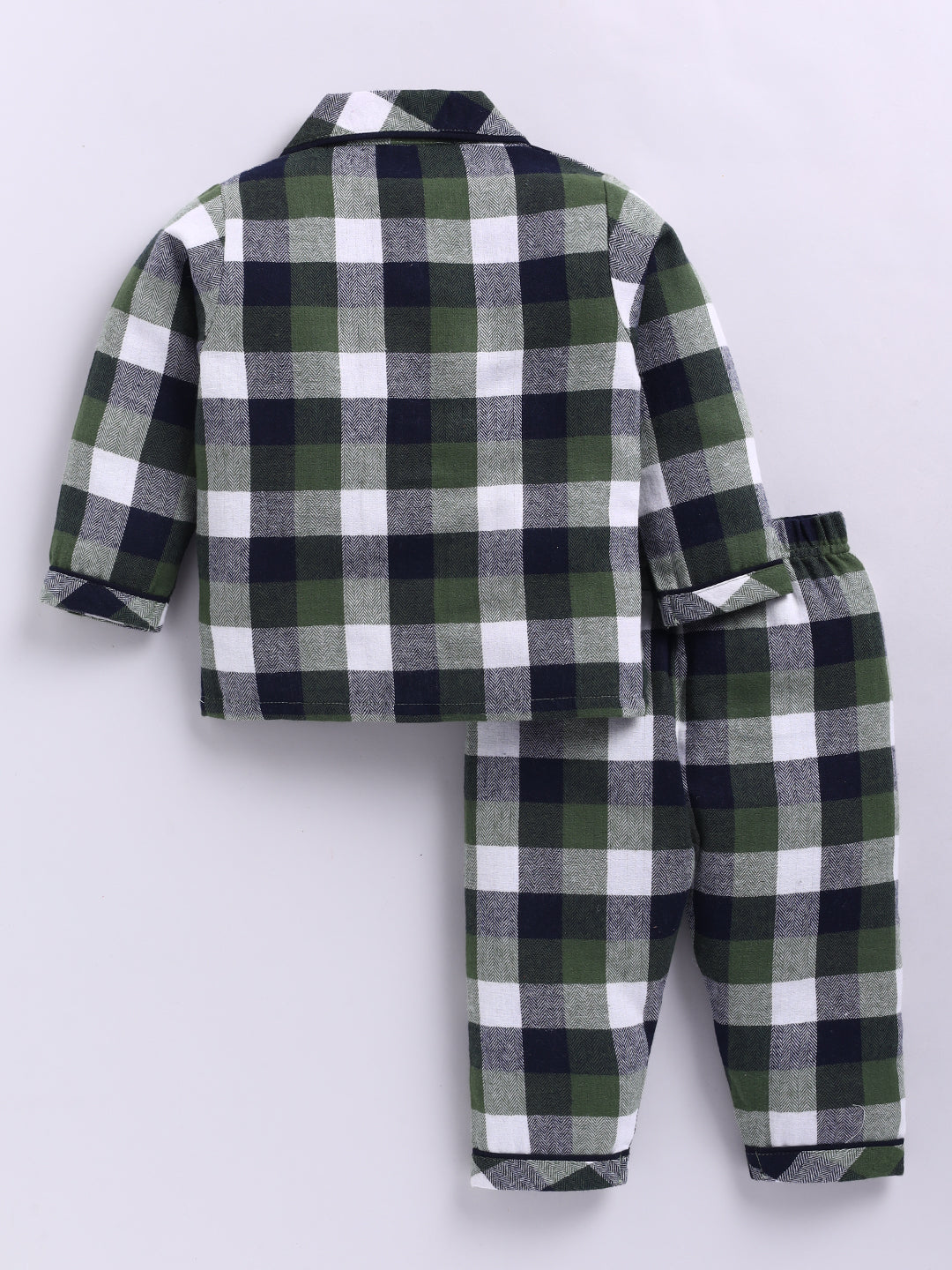 Green Checked Flannel Full Sleeve Night Suit