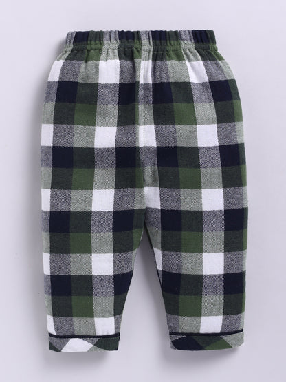 Green Checked Flannel Full Sleeve Night Suit