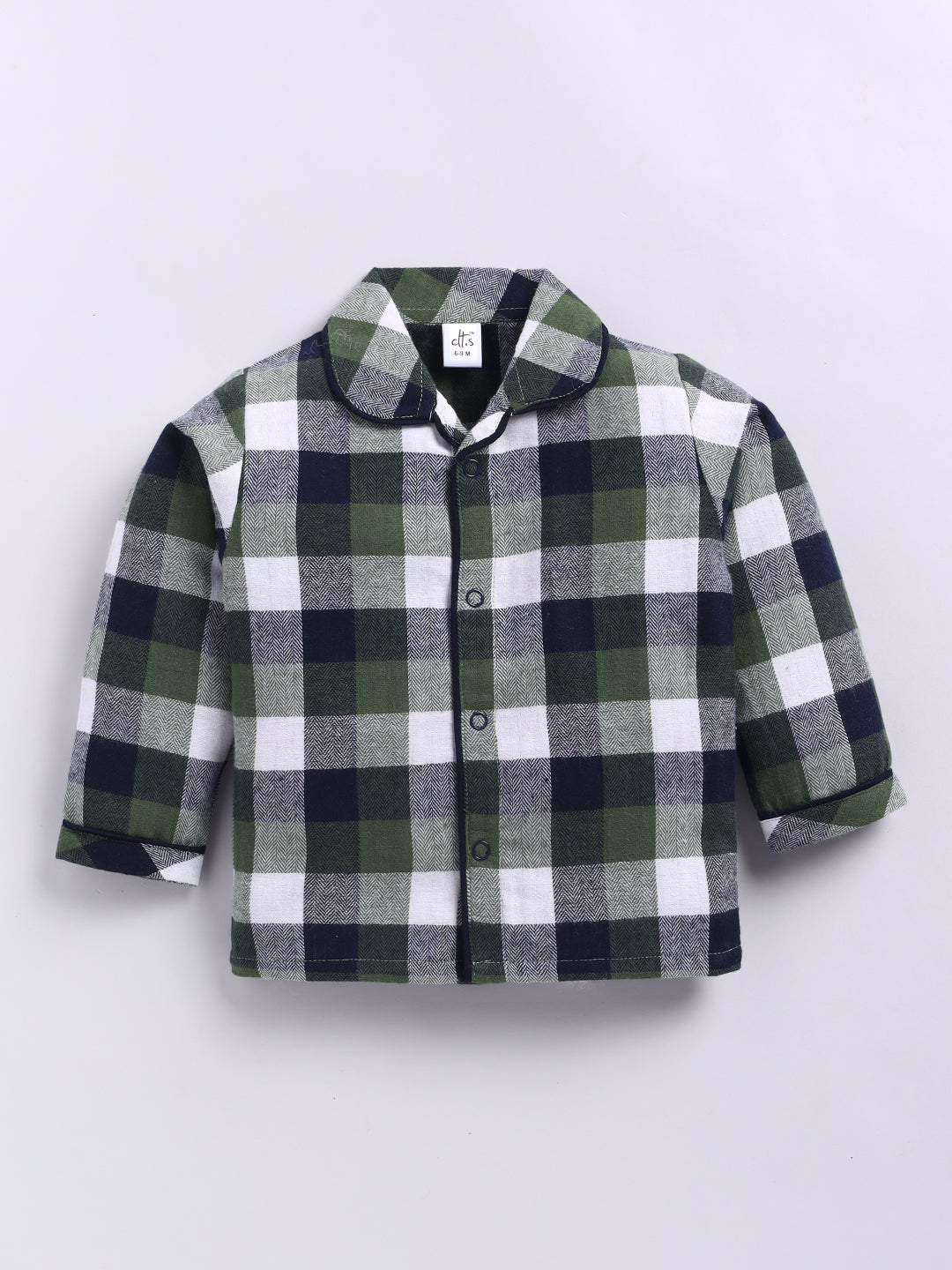 Green Checked Flannel Full Sleeve Night Suit