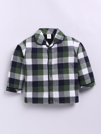 Green Checked Flannel Full Sleeve Night Suit
