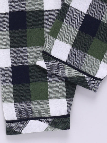Green Checked Flannel Full Sleeve Night Suit