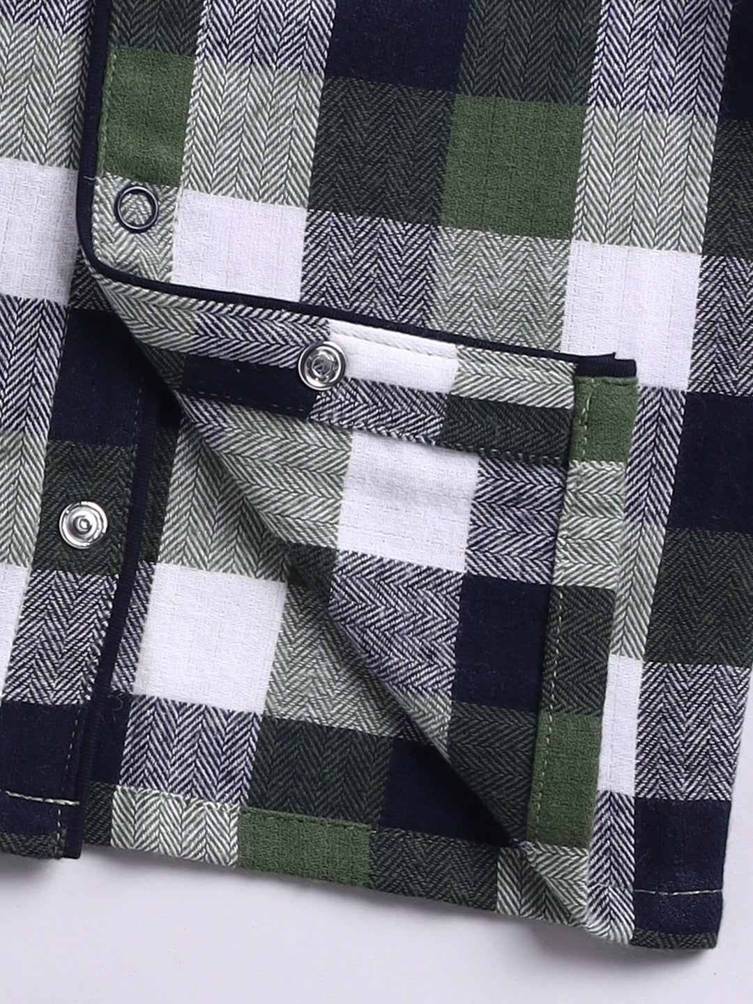 Green Checked Flannel Full Sleeve Night Suit
