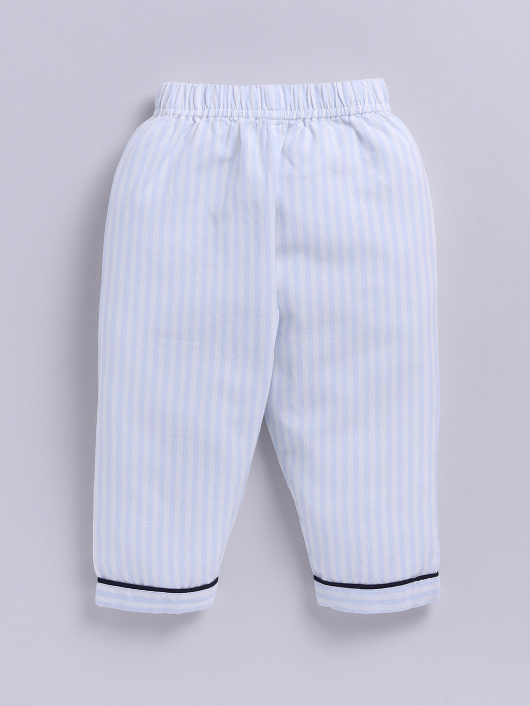 Blue Cotton Woven Typography Full Sleeve Night Suit