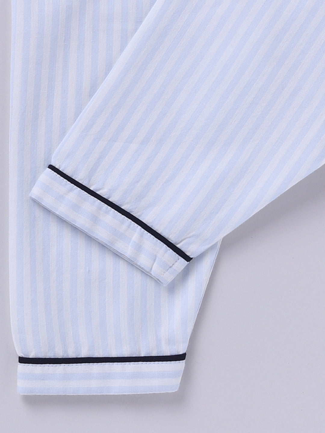 Blue Cotton Woven Typography Full Sleeve Night Suit