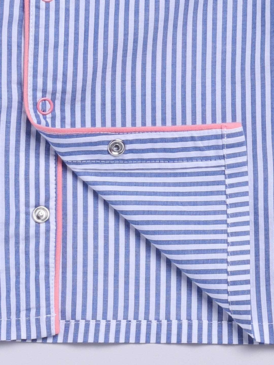 "I got it from my Mama" Blue Cotton Woven Striped Full Sleeve Night Suit