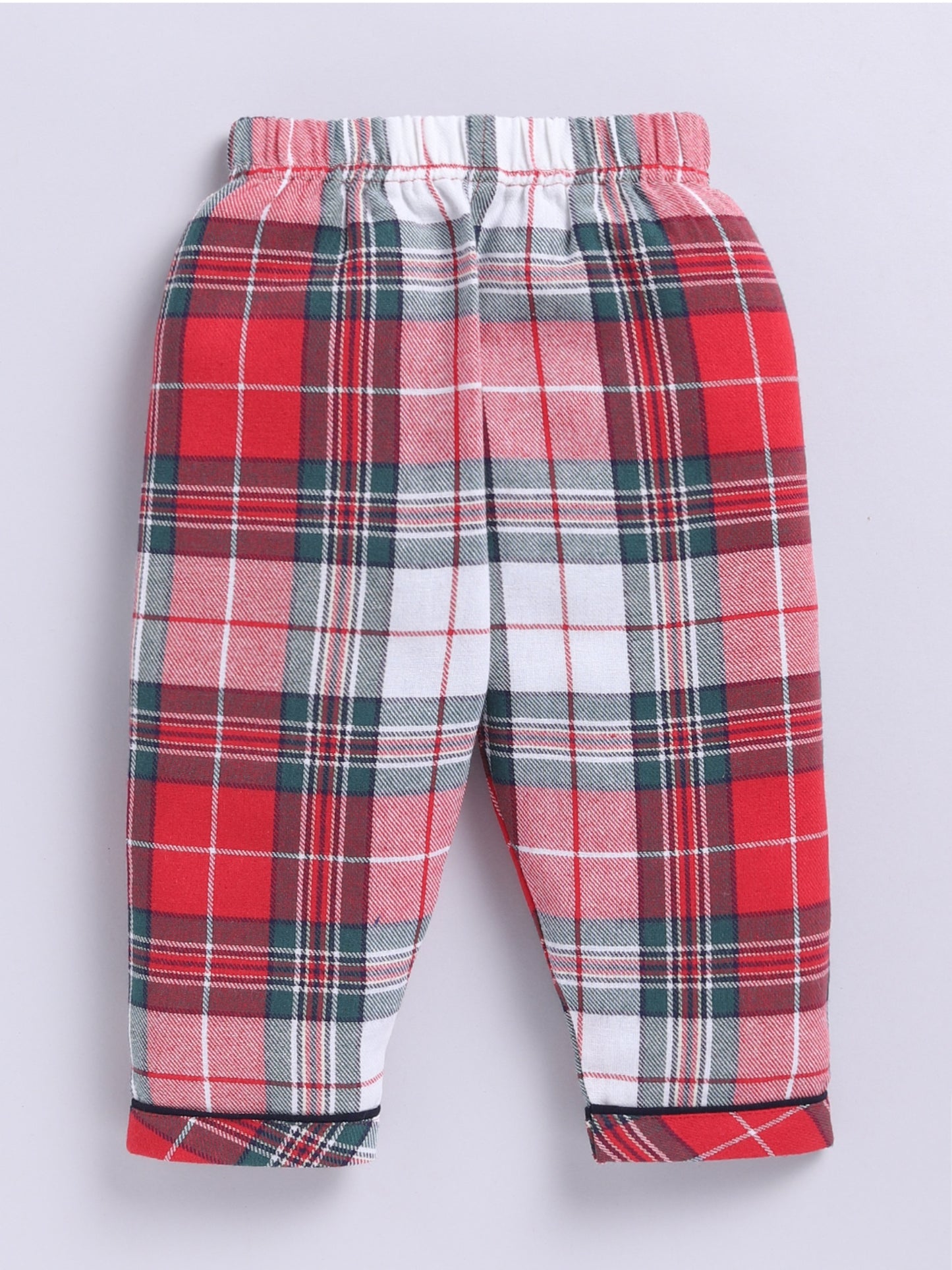 Christmas Themed Cotton Woven Checked Full Sleeve Night Suit