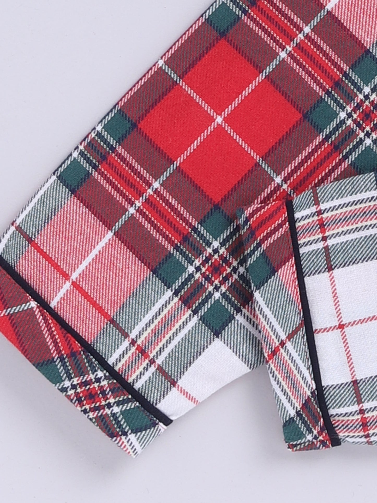 Christmas Themed Cotton Woven Checked Full Sleeve Night Suit