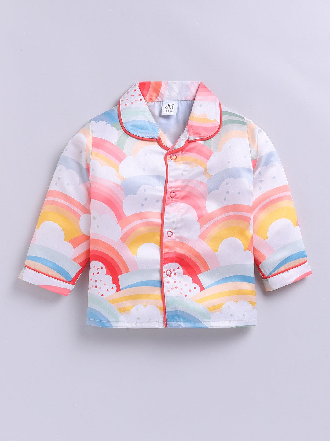 Limited Edition Rainbow Multi Satin Woven Full Sleeve Night Suit