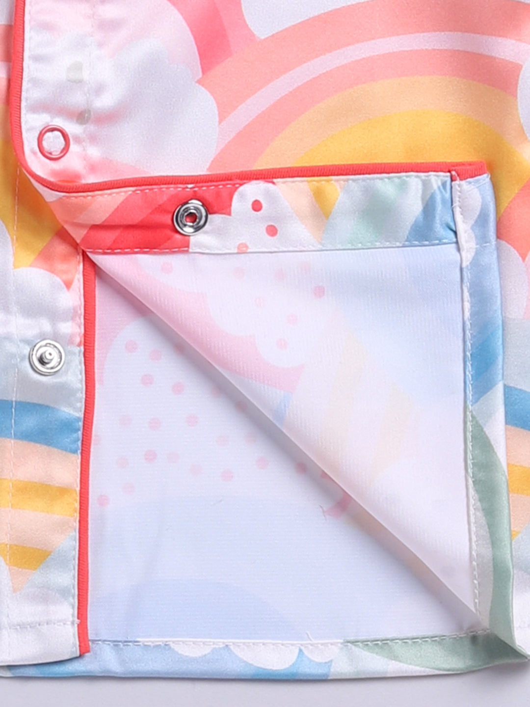 Limited Edition Rainbow Multi Satin Woven Full Sleeve Night Suit