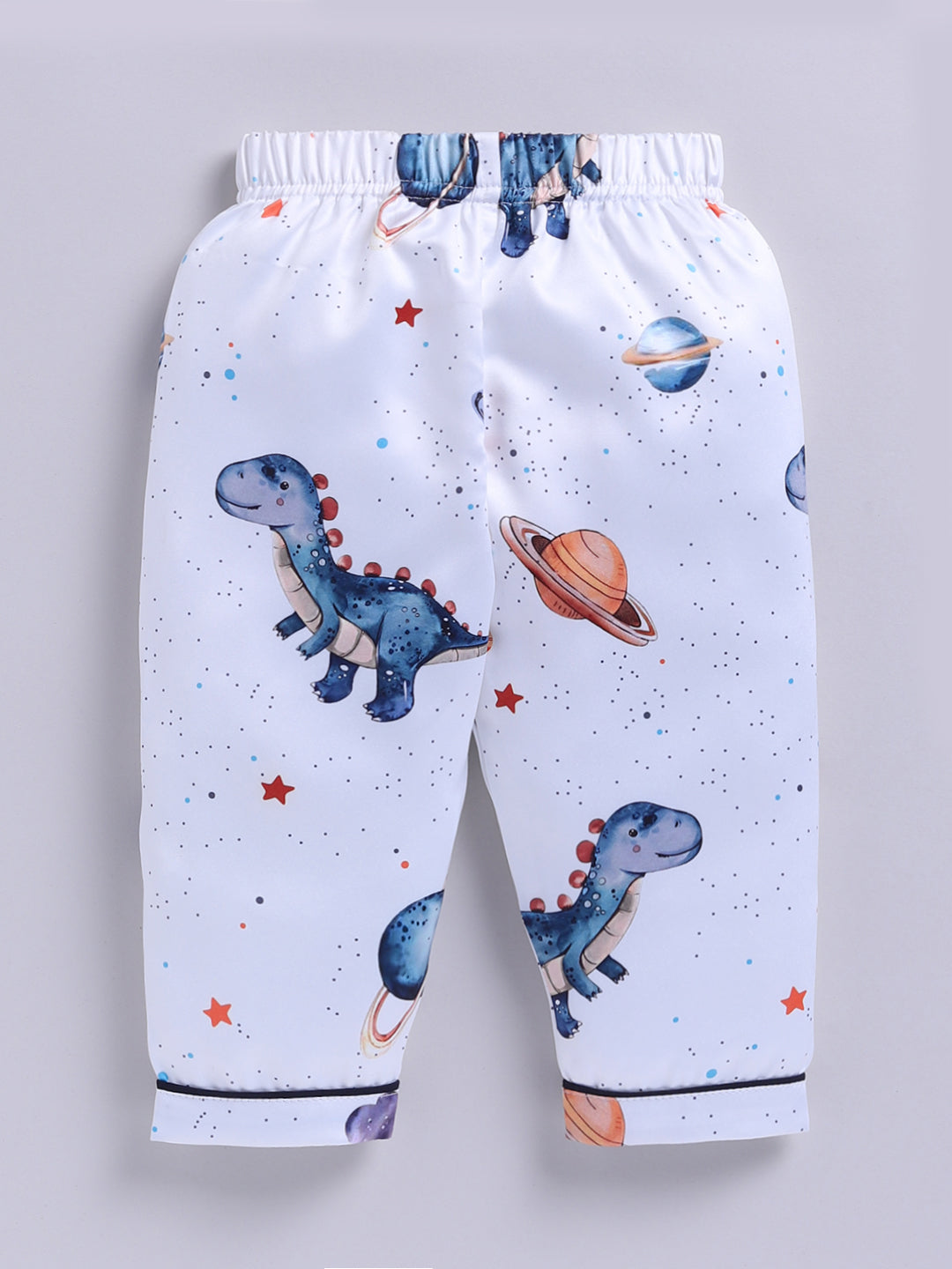 Blue Satin Woven Graphic Full Sleeve Night Suit