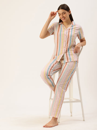 Multi Striped Night Suit