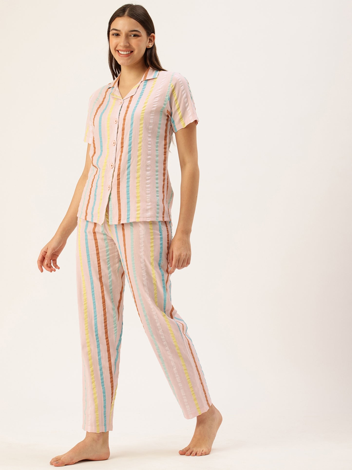 Multi Striped Night Suit