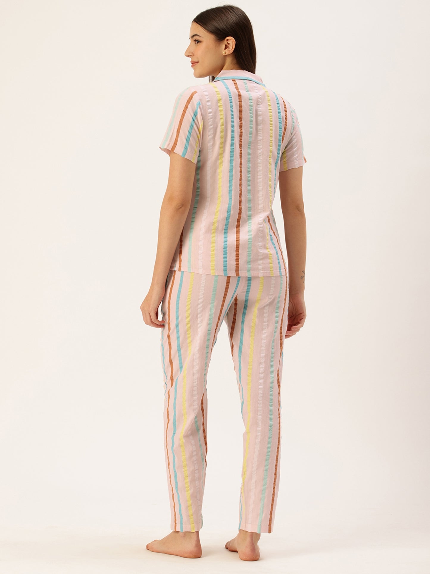 Multi Striped Night Suit