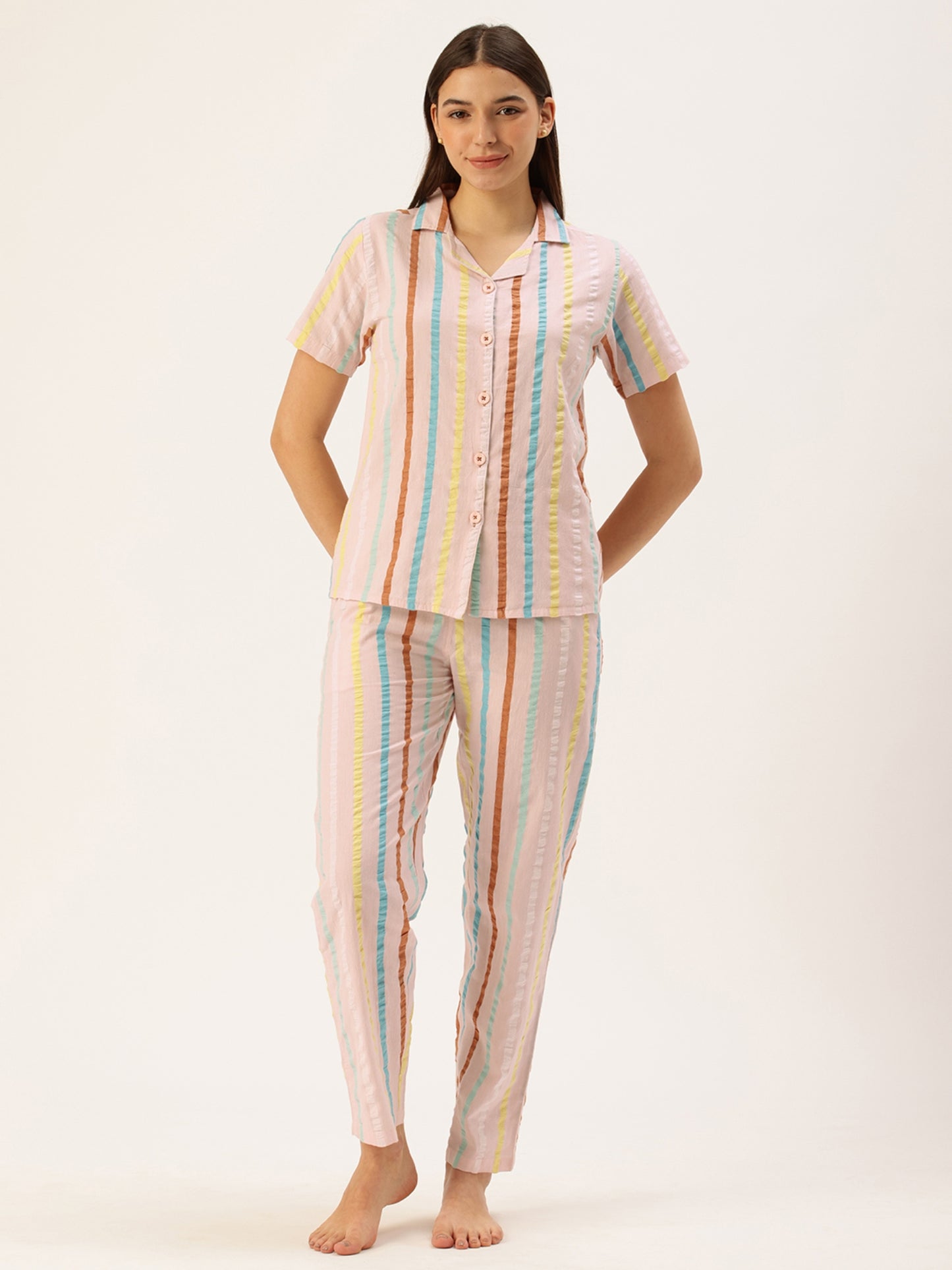 Multi Striped Night Suit