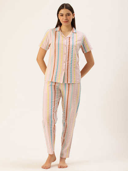 Multi Striped Night Suit