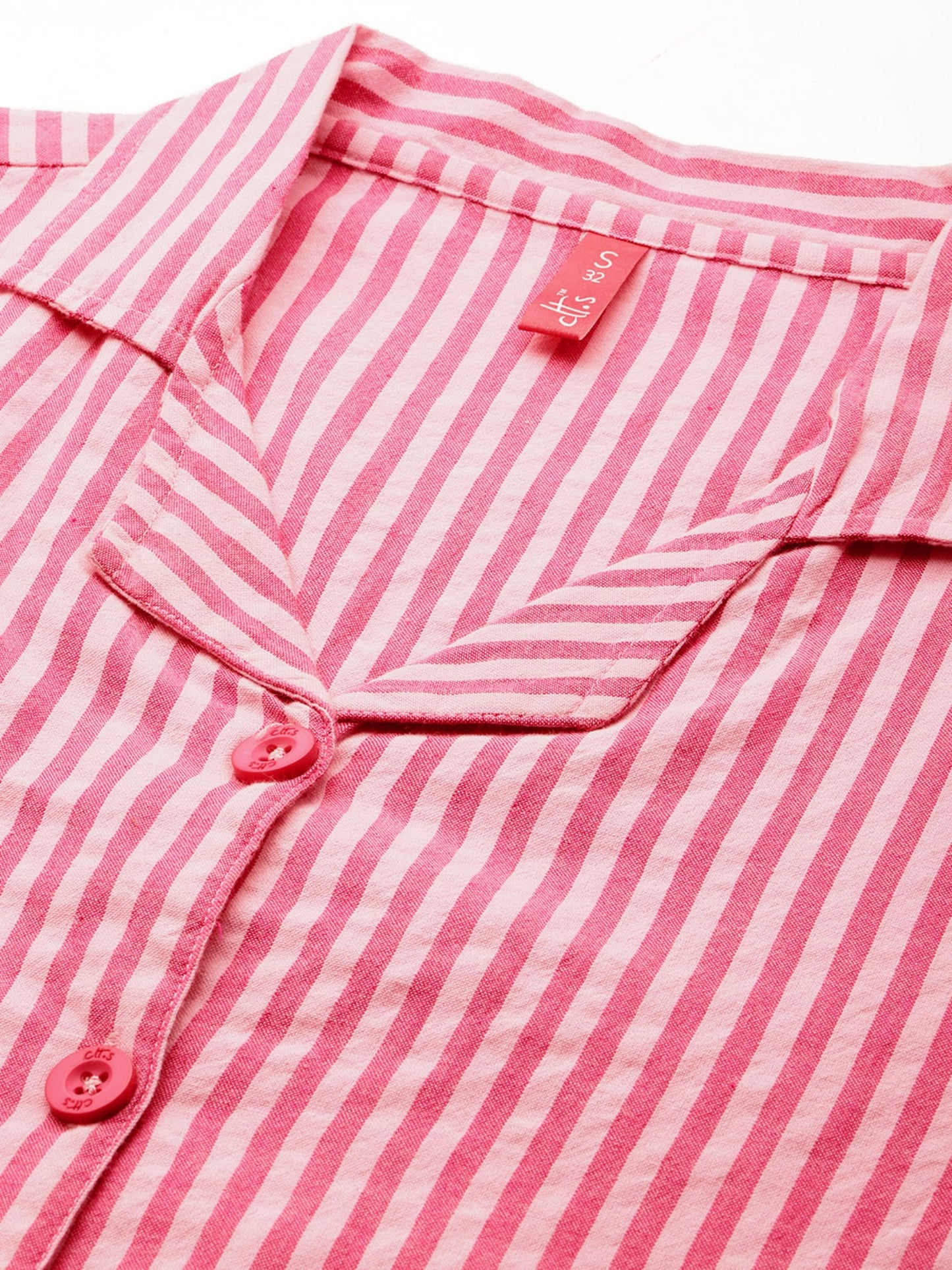 Pink Striped Night Suit