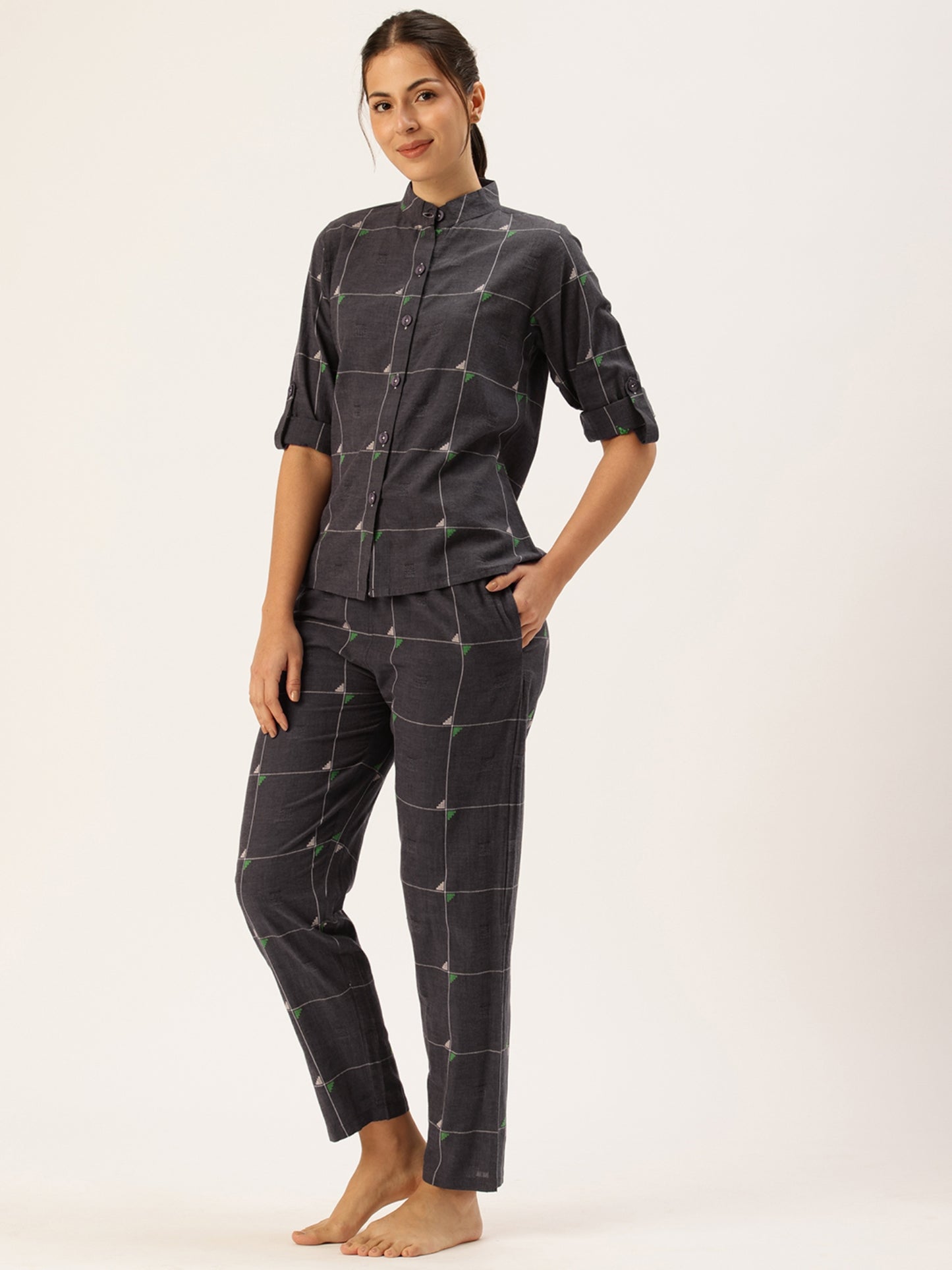 Charcoal Checked Night Suit