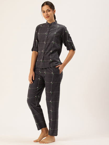 Charcoal Checked Night Suit