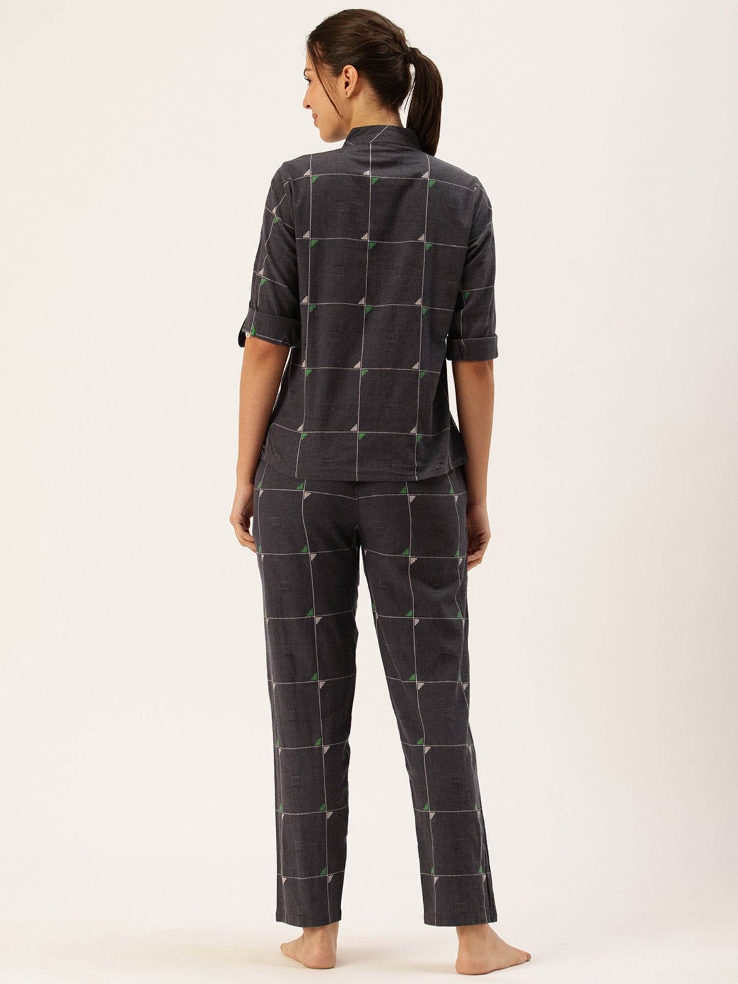 Charcoal Checked Night Suit