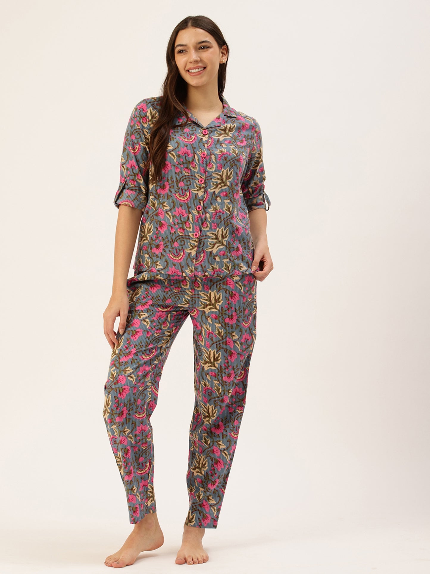 Blue Floral Night Suit