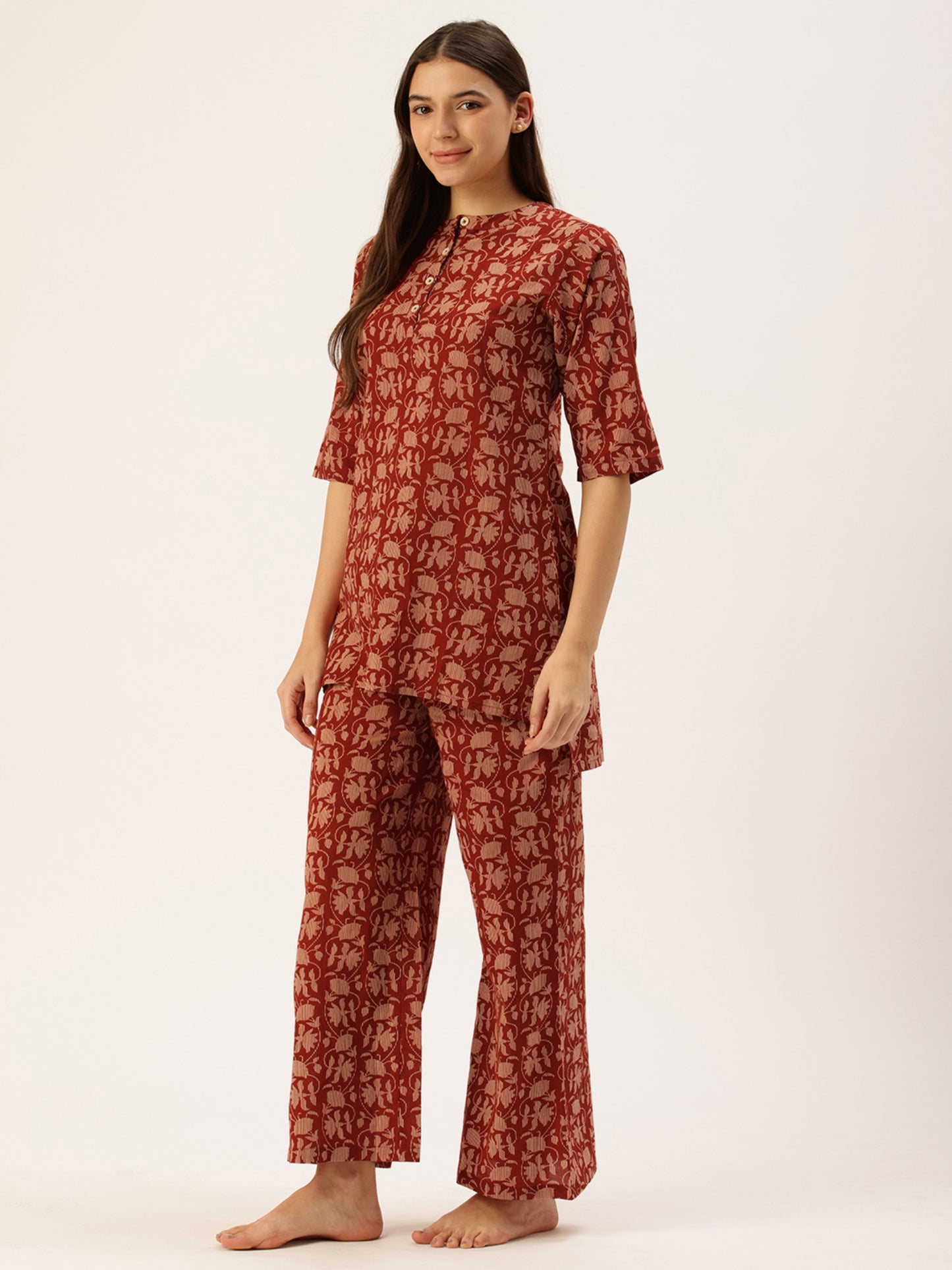 Maroon Floral Kurta & Palazzo