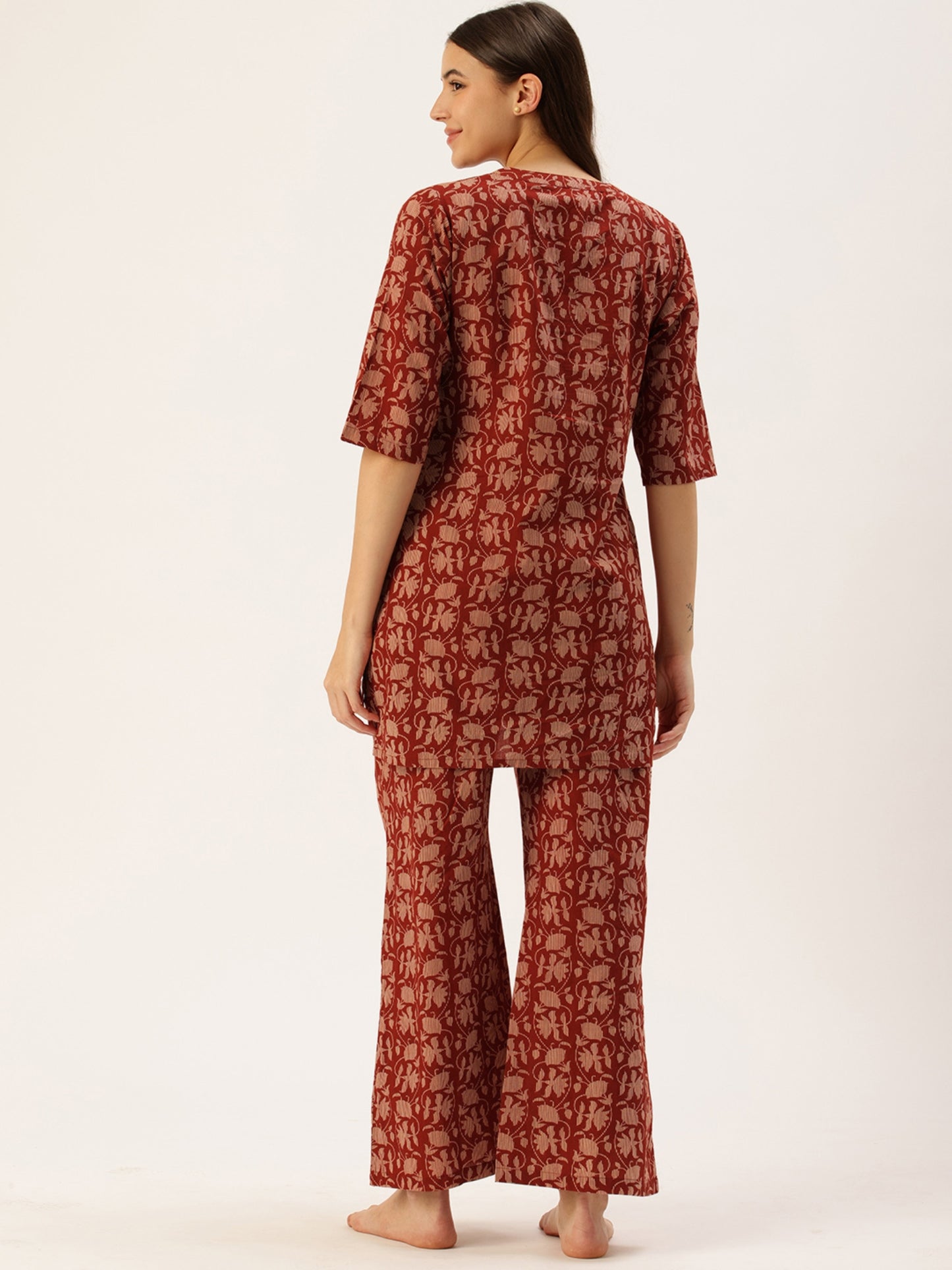 Maroon Floral Kurta & Palazzo