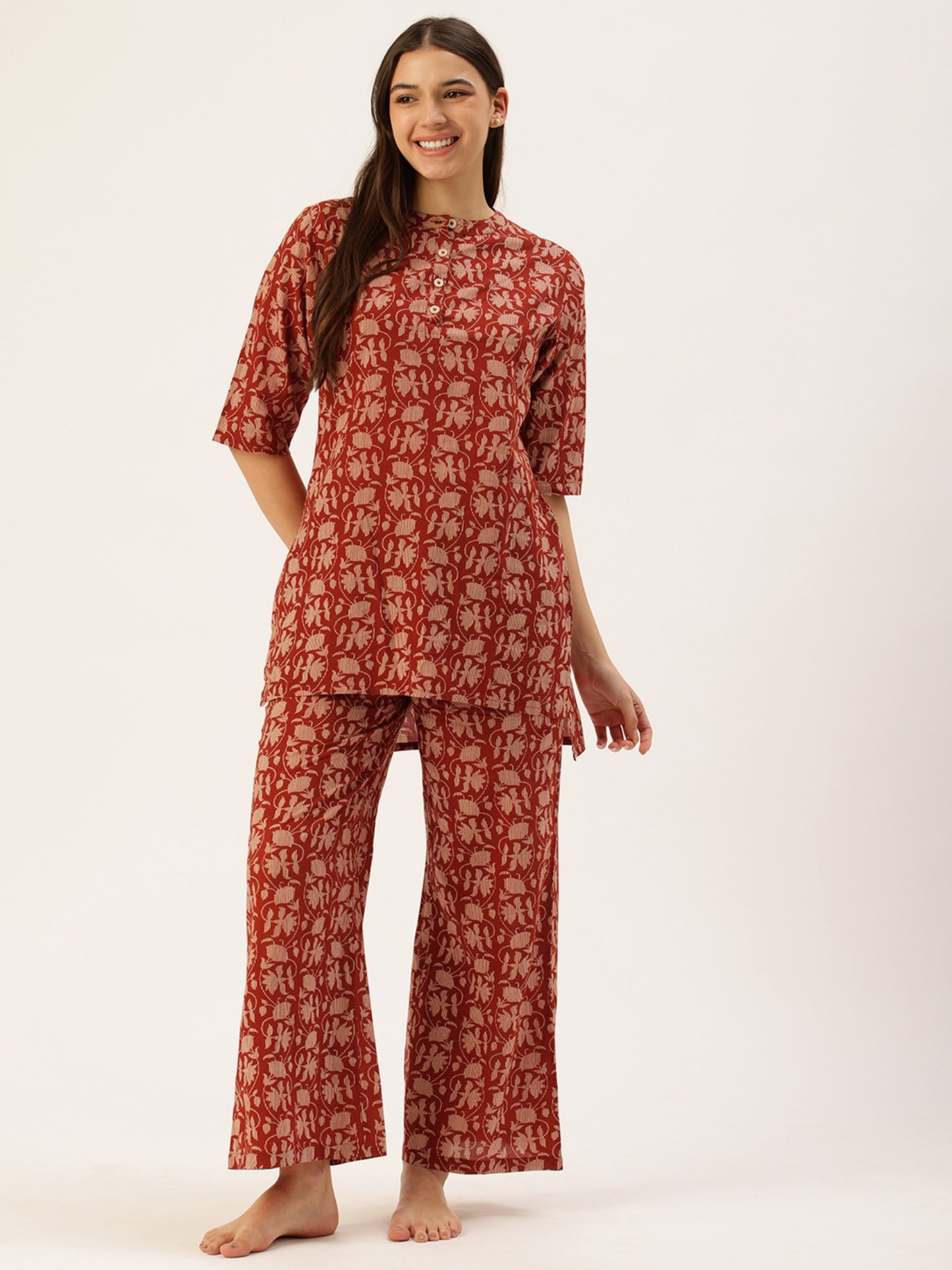 Maroon Floral Kurta & Palazzo