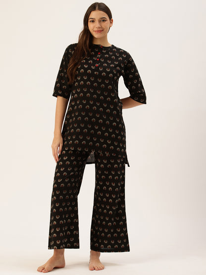 Black Floral Kurta & Palazzo