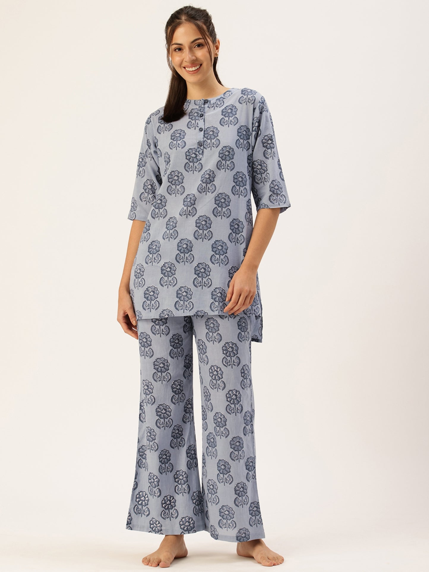 Blue Floral Kurta & Palazzo