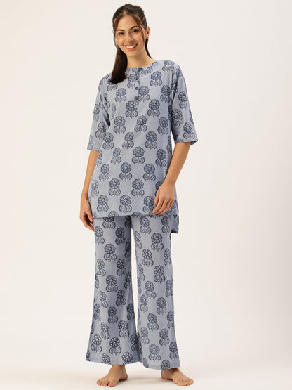 Blue Floral Kurta & Palazzo