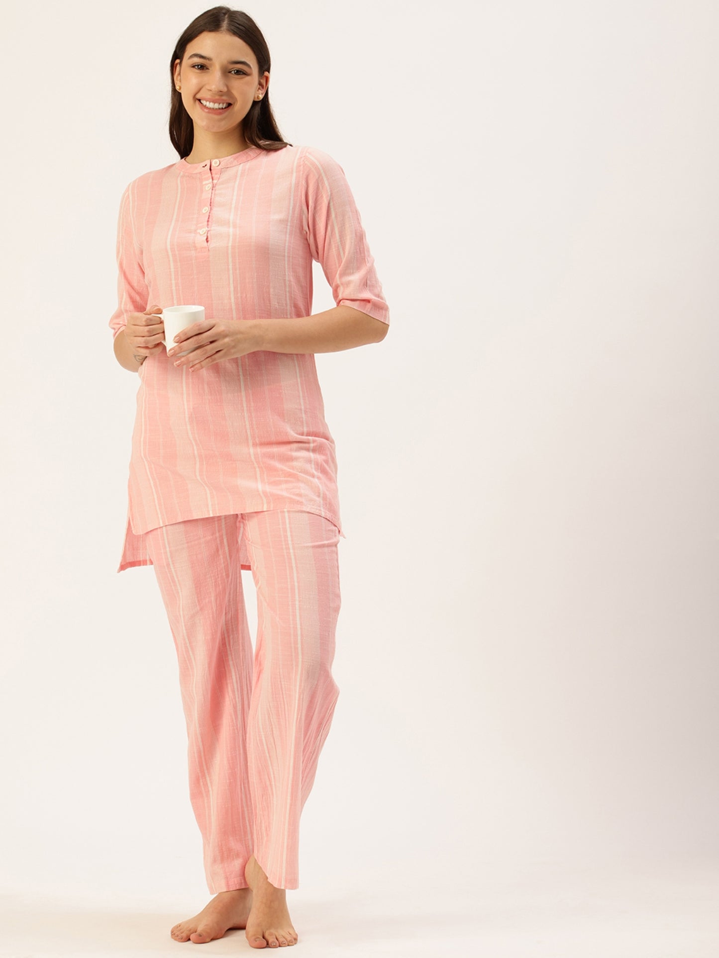 Peach Striped Kurta & Palazzo